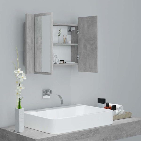 LED Bad Spiegelschrank Betongrau 60 cm