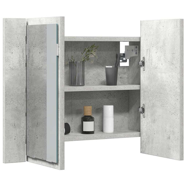 LED Bad Spiegelschrank Betongrau 60 cm