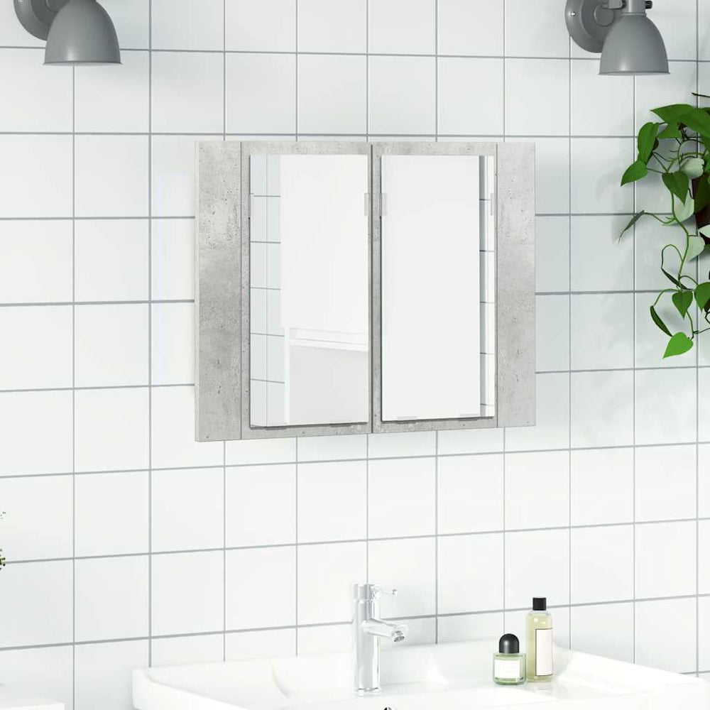 vidaXL Armoire de toilette LED gris béton 60x12x45 cm acrylique
