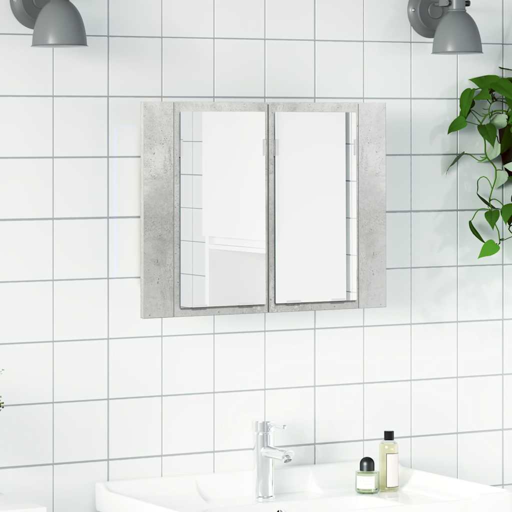 LED Bad Spiegelschrank Betongrau 60 cm