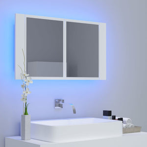 LED Bad Spiegelschrank Weiß 80 cm
