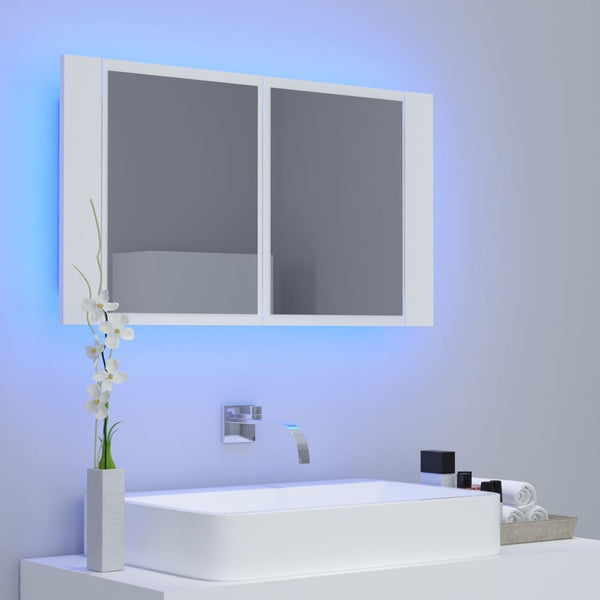 LED Bad Spiegelschrank Weiß 80 cm