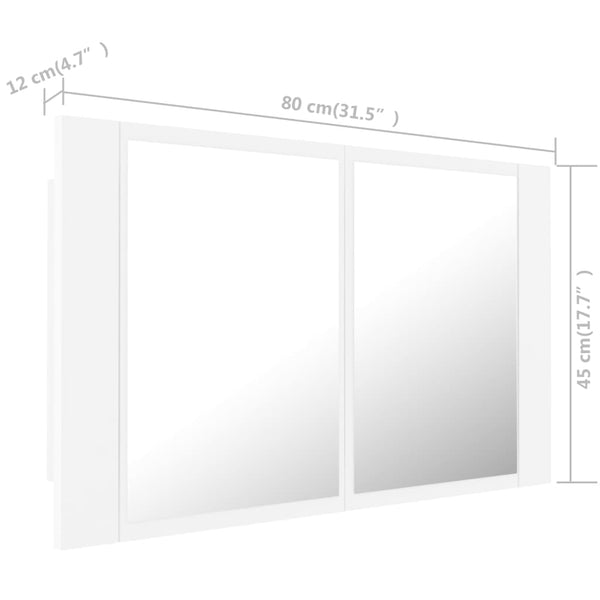 LED Bad Spiegelschrank Weiß 80 cm