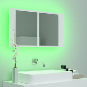 LED Bad Spiegelschrank Weiß 80 cm