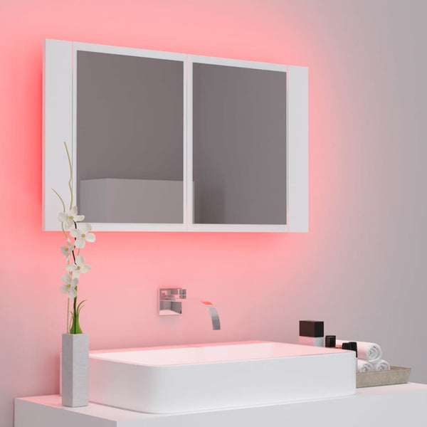 LED Bad Spiegelschrank Weiß 80 cm