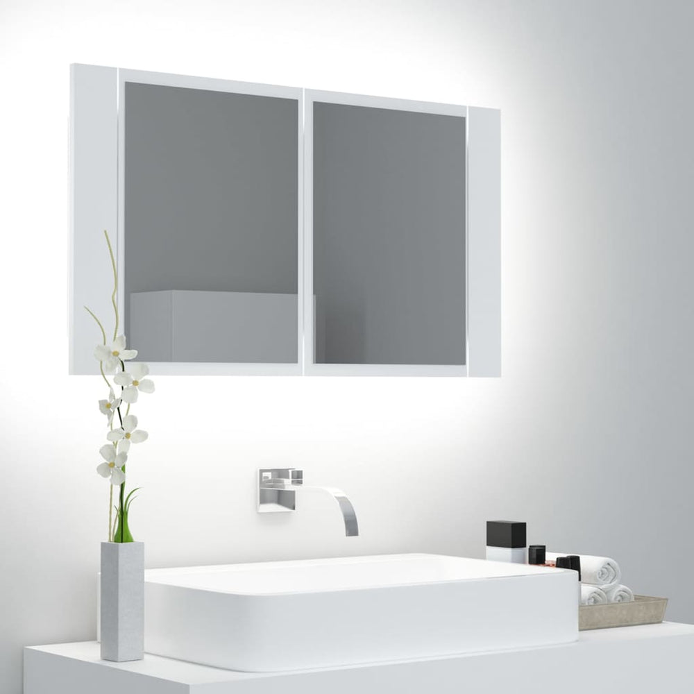 LED Bad Spiegelschrank Weiß 80 cm