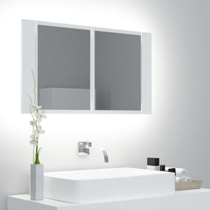 LED Bad Spiegelschrank Weiß 80 cm