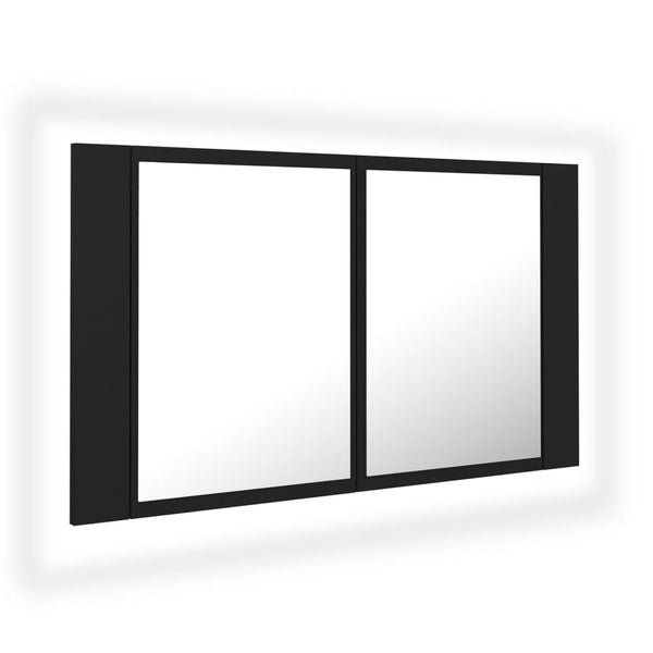 LED Bad Spiegelschrank Schwarz 80x45 cm