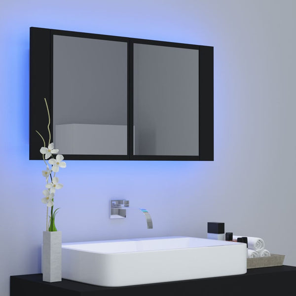 LED Bad Spiegelschrank Schwarz 80x45 cm