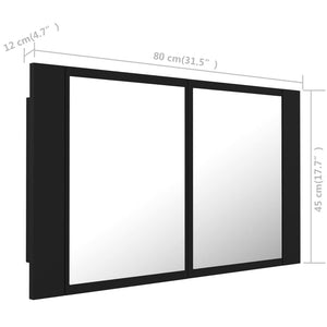 LED Bad Spiegelschrank Schwarz 80x45 cm