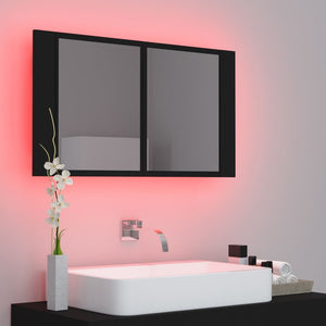 LED Bad Spiegelschrank Schwarz 80x45 cm