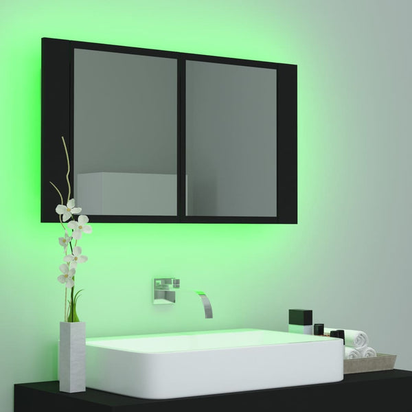 LED Bad Spiegelschrank Schwarz 80x45 cm
