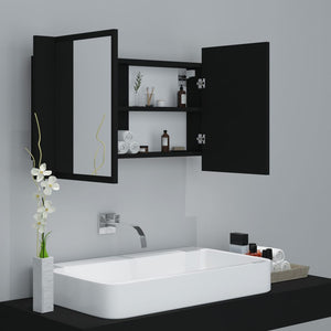 LED Bad Spiegelschrank Schwarz 80x45 cm
