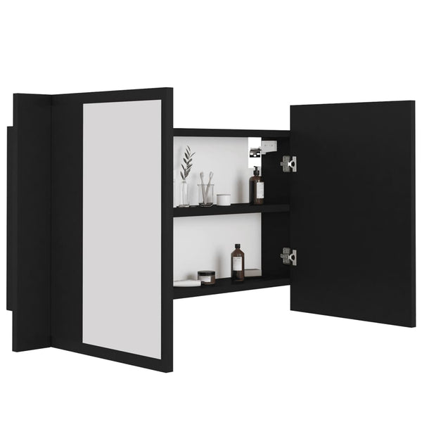 LED Bad Spiegelschrank Schwarz 80x45 cm