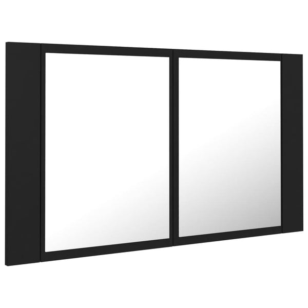 LED Bad Spiegelschrank Schwarz 80x45 cm