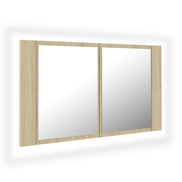 LED Bad Spiegelschrank Sonoma Eiche 80 cm