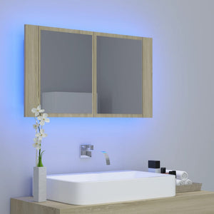 LED Bad Spiegelschrank Sonoma Eiche 80 cm