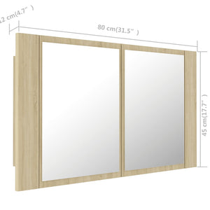 LED Bad Spiegelschrank Sonoma Eiche 80 cm