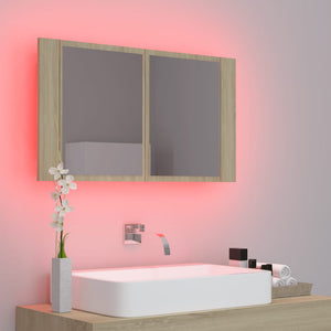 LED Bad Spiegelschrank Sonoma Eiche 80 cm