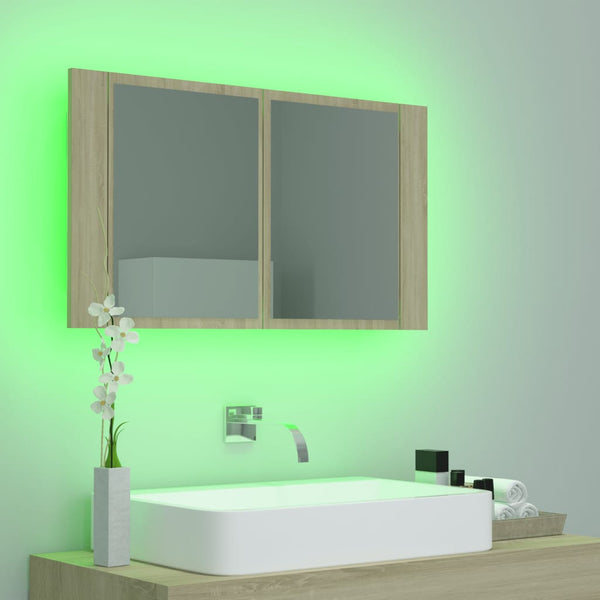 LED Bad Spiegelschrank Sonoma Eiche 80 cm