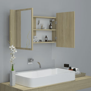 LED Bad Spiegelschrank Sonoma Eiche 80 cm