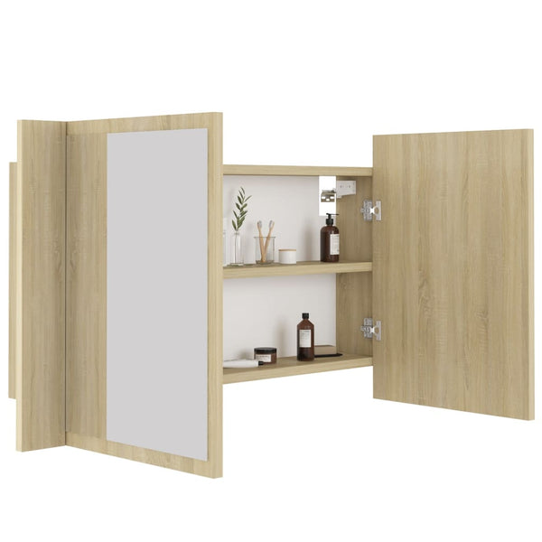 LED Bad Spiegelschrank Sonoma Eiche 80 cm