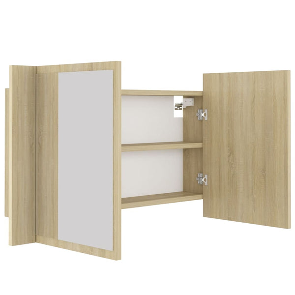 LED Bad Spiegelschrank Sonoma Eiche 80 cm