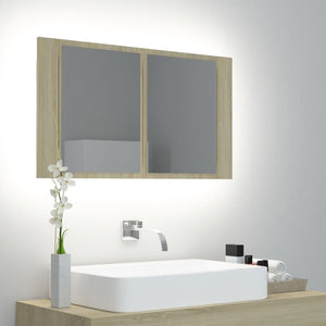 LED Bad Spiegelschrank Sonoma Eiche 80 cm