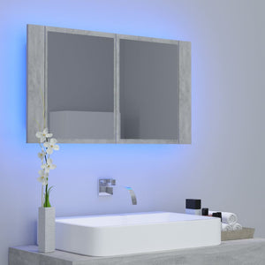 LED Badspiegelschrank Betongrau 80 cm
