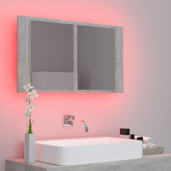 LED Badspiegelschrank Betongrau 80 cm
