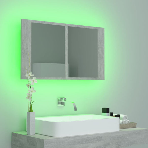 LED Badspiegelschrank Betongrau 80 cm