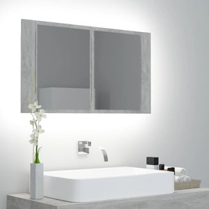 LED Badspiegelschrank Betongrau 80 cm