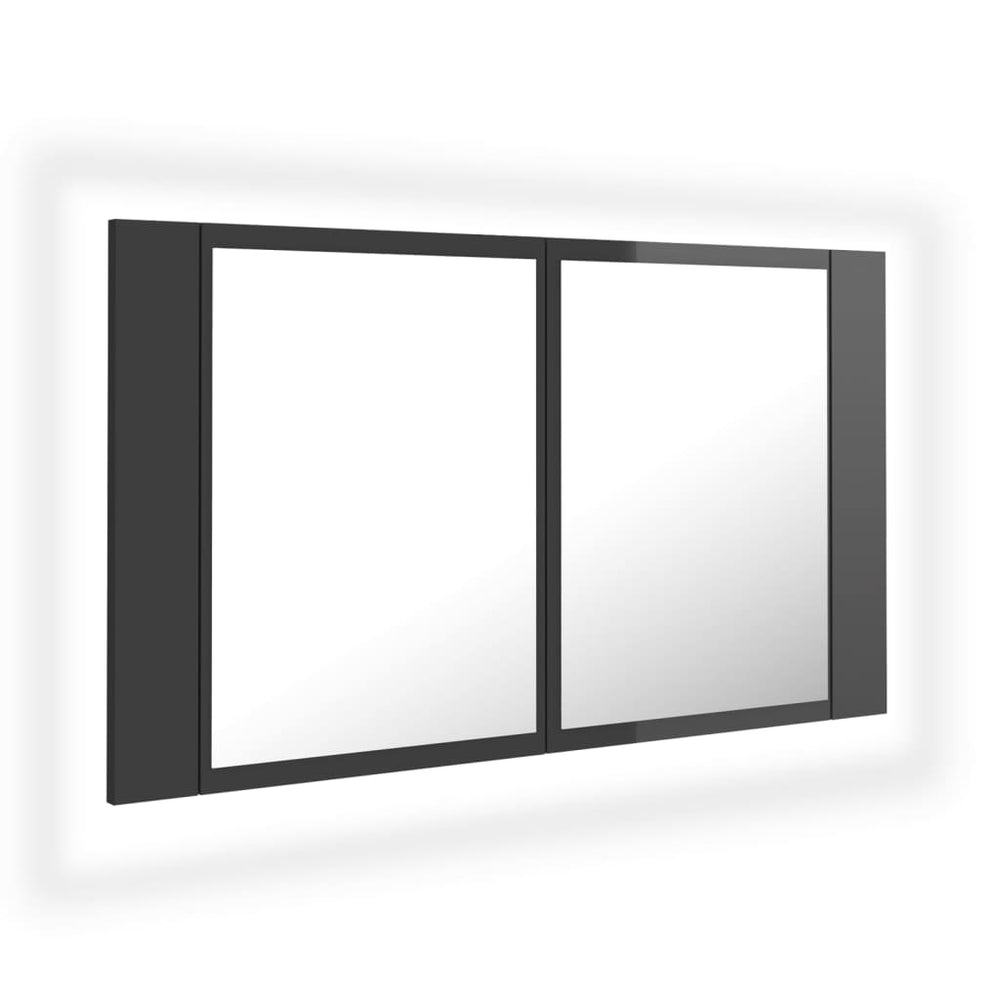 LED Bad Spiegelschrank Hochglanz Grau 80x45 cm