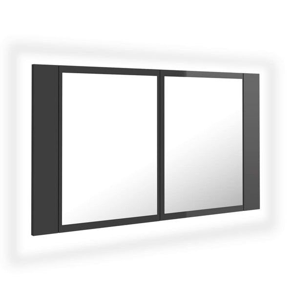 LED Bad Spiegelschrank Hochglanz Grau 80x45 cm