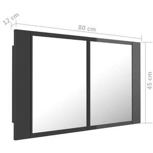 LED Bad Spiegelschrank Hochglanz Grau 80x45 cm