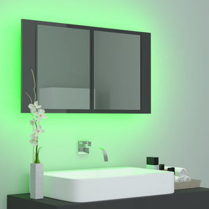 LED Bad Spiegelschrank Hochglanz Grau 80x45 cm