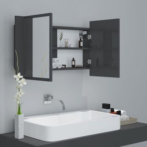 LED Bad Spiegelschrank Hochglanz Grau 80x45 cm