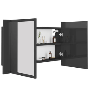 LED Bad Spiegelschrank Hochglanz Grau 80x45 cm