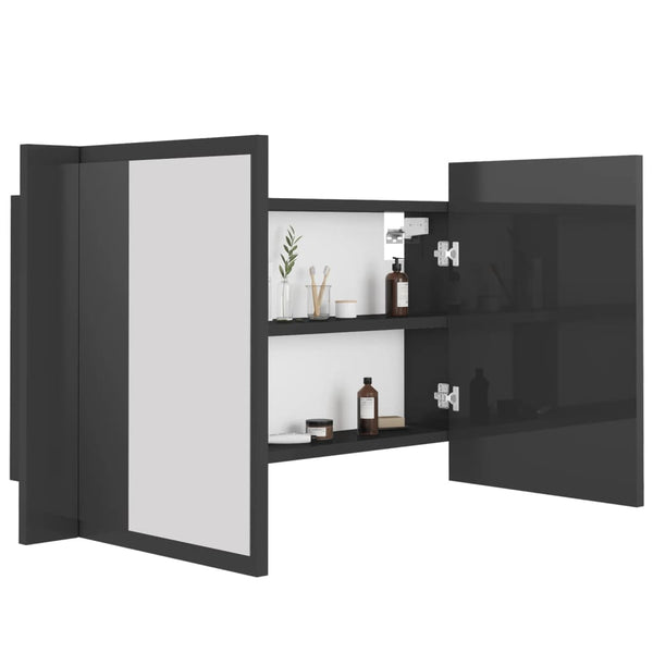 LED Bad Spiegelschrank Hochglanz Grau 80x45 cm