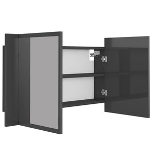 LED Bad Spiegelschrank Hochglanz Grau 80x45 cm
