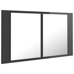 LED Bad Spiegelschrank Hochglanz Grau 80x45 cm