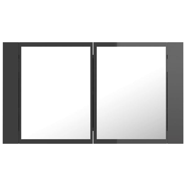 LED Bad Spiegelschrank Hochglanz Grau 80x45 cm