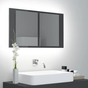 LED Bad Spiegelschrank Hochglanz Grau 80x45 cm