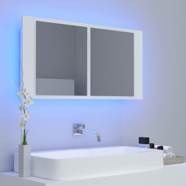 LED Badspiegelschrank Weiß 90 cm