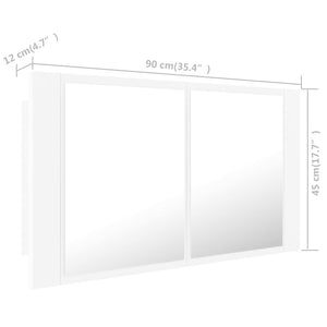 LED Badspiegelschrank Weiß 90 cm