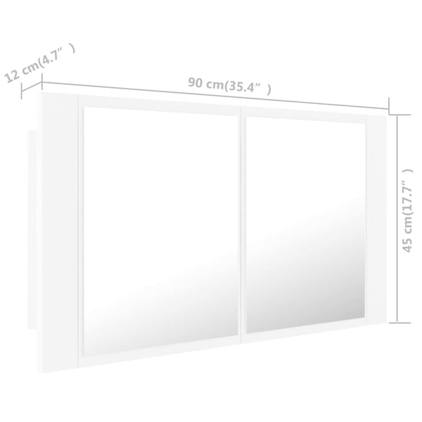 LED Badspiegelschrank Weiß 90 cm