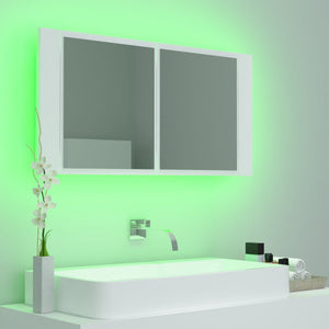 LED Badspiegelschrank Weiß 90 cm