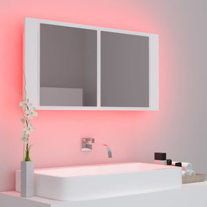 LED Badspiegelschrank Weiß 90 cm