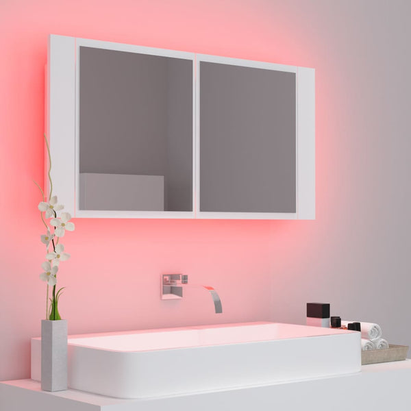 LED Badspiegelschrank Weiß 90 cm
