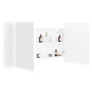 LED Badspiegelschrank Weiß 90 cm